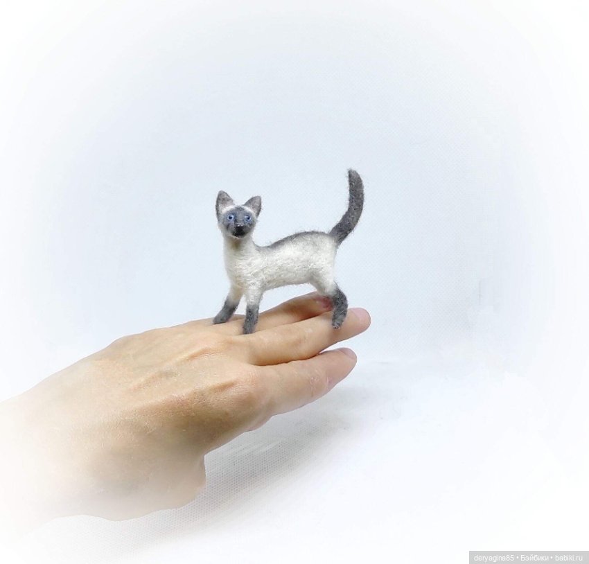 Сиамский котик — Валяные игрушки из шерсти: сухое валяние (фото 2)