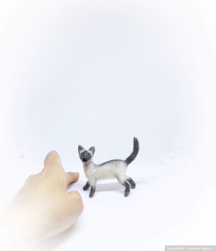 Сиамский котик — Валяные игрушки из шерсти: сухое валяние (фото 3)