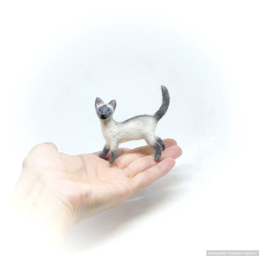 Сиамский котик — Валяные игрушки из шерсти: сухое валяние (фото 7)