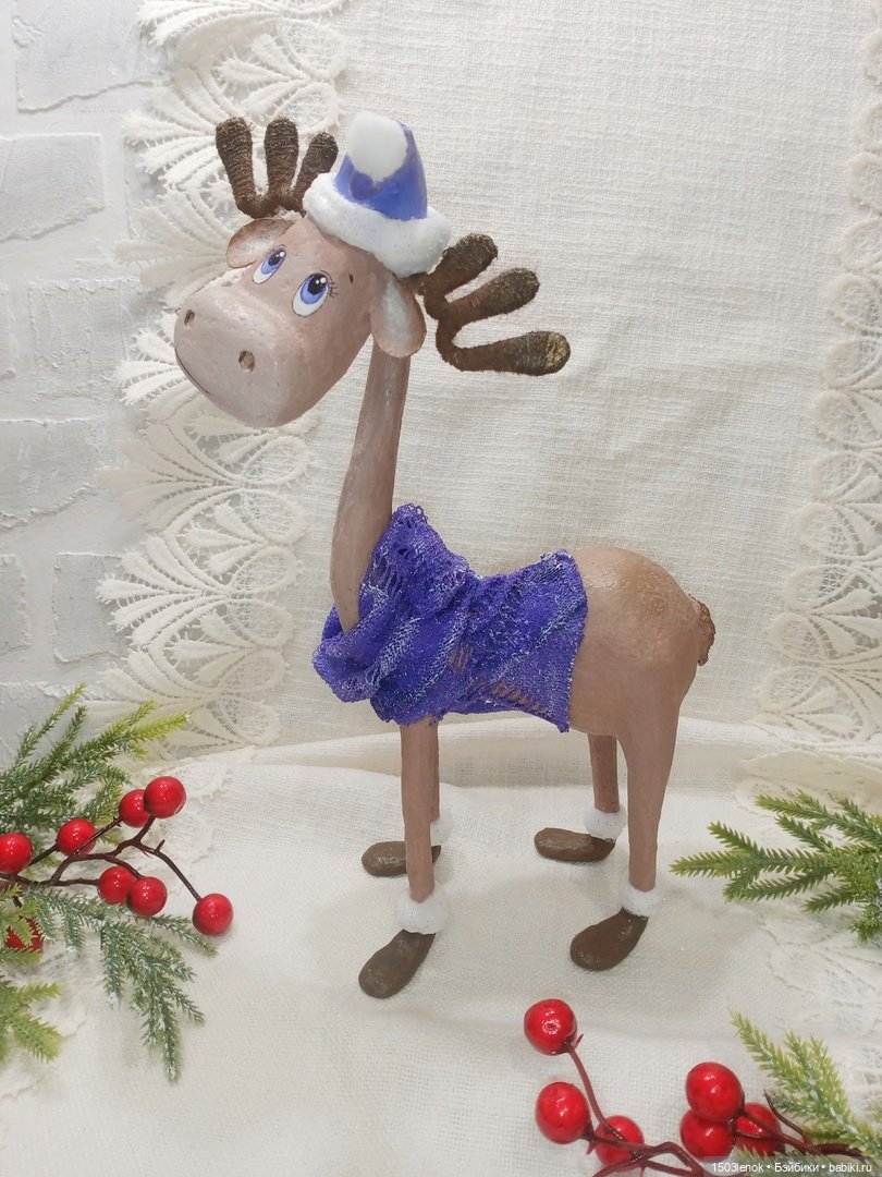 Лосик из лампочки — Лепка авторских игрушек и папье (фото 3)