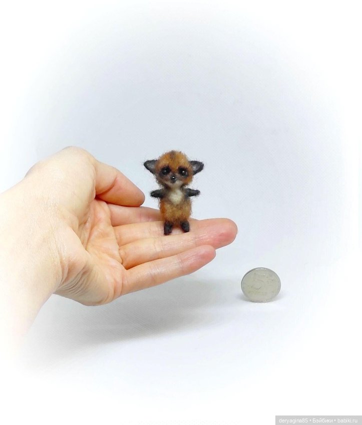 Лисе́нок — Валяные игрушки из шерсти: сухое валяние (фото 3)