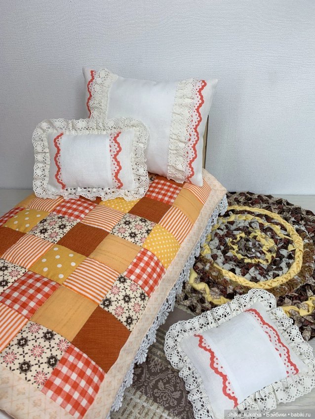 Оранжевое одеялко — Аксессуары для кукол своими руками: идеи (фото 2)