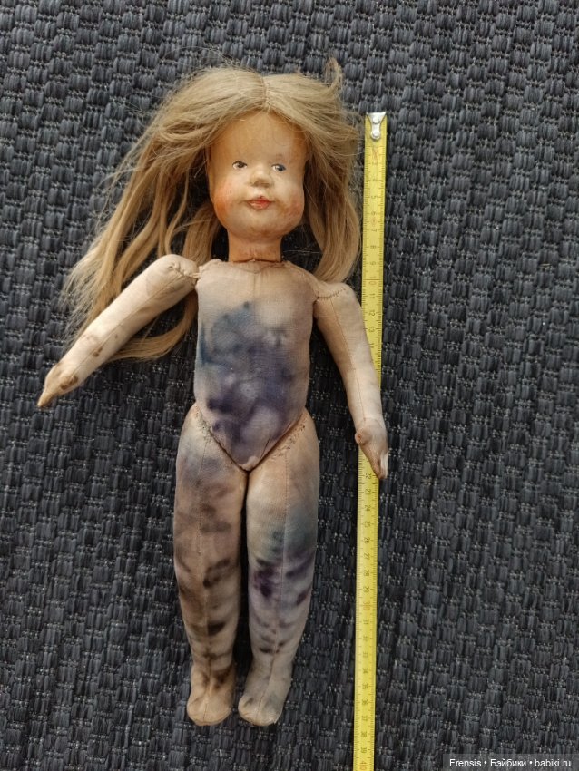 Деревянная кукла Hildegard Krahmer (Крамер) ремонт почерневшего тела (фото 8)