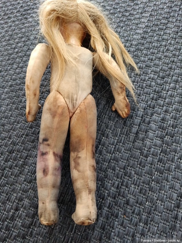 Деревянная кукла Hildegard Krahmer (Крамер) ремонт почерневшего тела (фото 6)