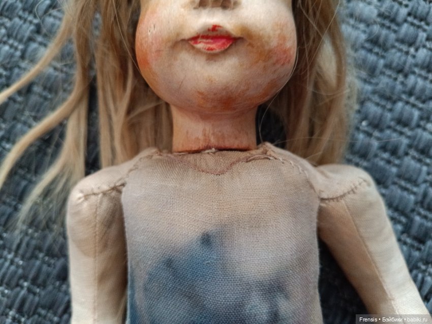 Деревянная кукла Hildegard Krahmer (Крамер) ремонт почерневшего тела (фото 4)