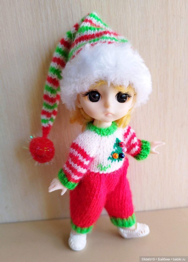 Комплект "Новогодний Гномик" для кукол 16 см Baboliy, Pukifee, Lati Yellow,Mead/Late, irreal doll, Realpuki (фото 3)