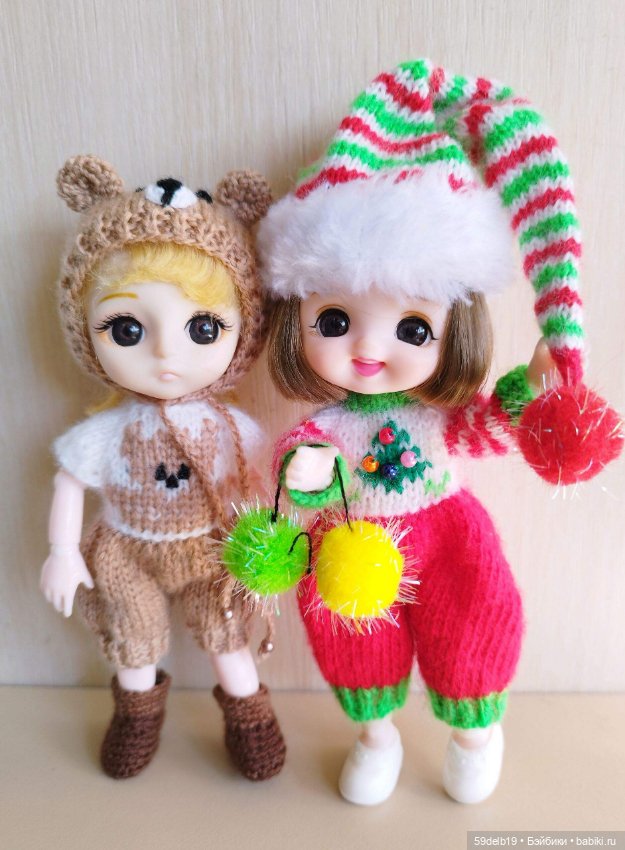 Комплект "Новогодний Гномик" для кукол 16 см Baboliy, Pukifee, Lati Yellow,Mead/Late, irreal doll, Realpuki