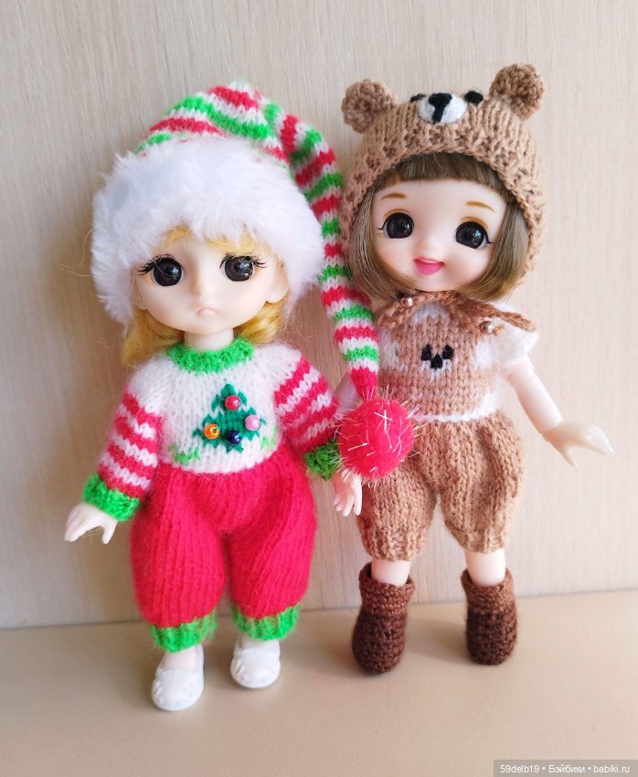 Комплект "Новогодний Гномик" для кукол 16 см Baboliy, Pukifee, Lati Yellow,Mead/Late, irreal doll, Realpuki