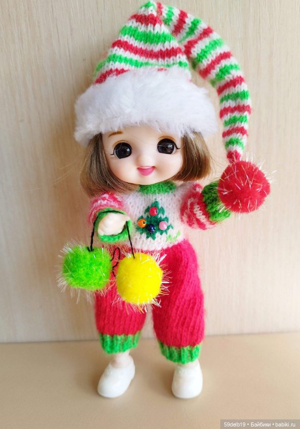 Комплект "Новогодний Гномик" для кукол 16 см Baboliy, Pukifee, Lati Yellow,Mead/Late, irreal doll, Realpuki (фото 10)