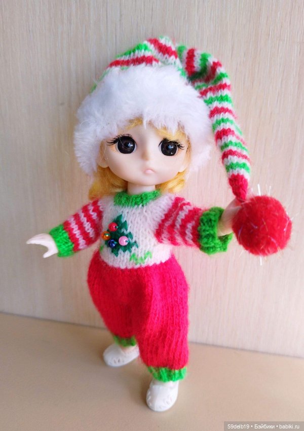 Комплект "Новогодний Гномик" для кукол 16 см Baboliy, Pukifee, Lati Yellow,Mead/Late, irreal doll, Realpuki (фото 4)