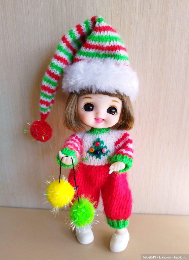 Комплект "Новогодний Гномик" для кукол 16 см Baboliy, Pukifee, Lati Yellow,Mead/Late, irreal doll, Realpuki (фото 6)