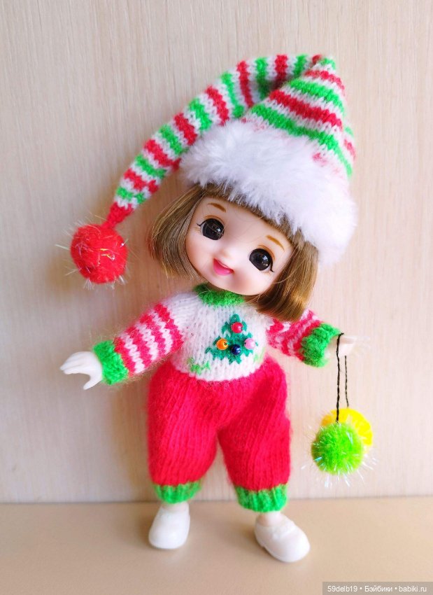 Комплект "Новогодний Гномик" для кукол 16 см Baboliy, Pukifee, Lati Yellow,Mead/Late, irreal doll, Realpuki (фото 7)