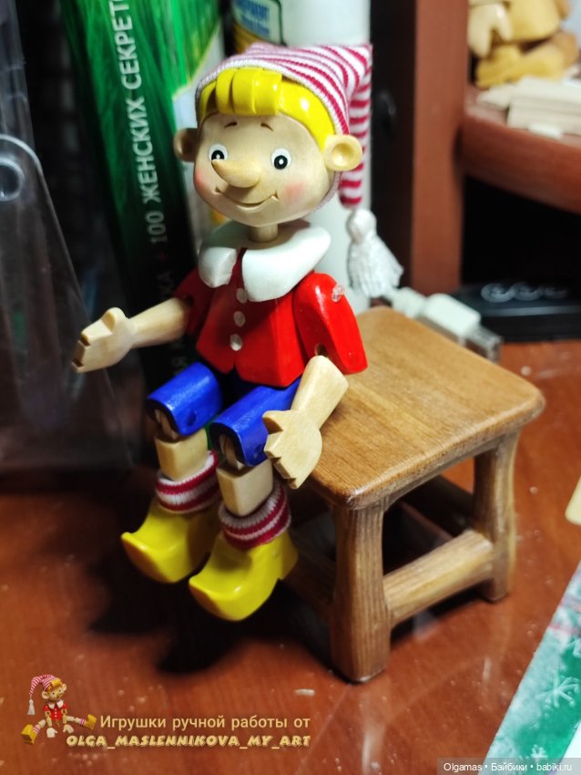 Буратино😊 — Авторские игрушки из дерева: резьба (фото 6)