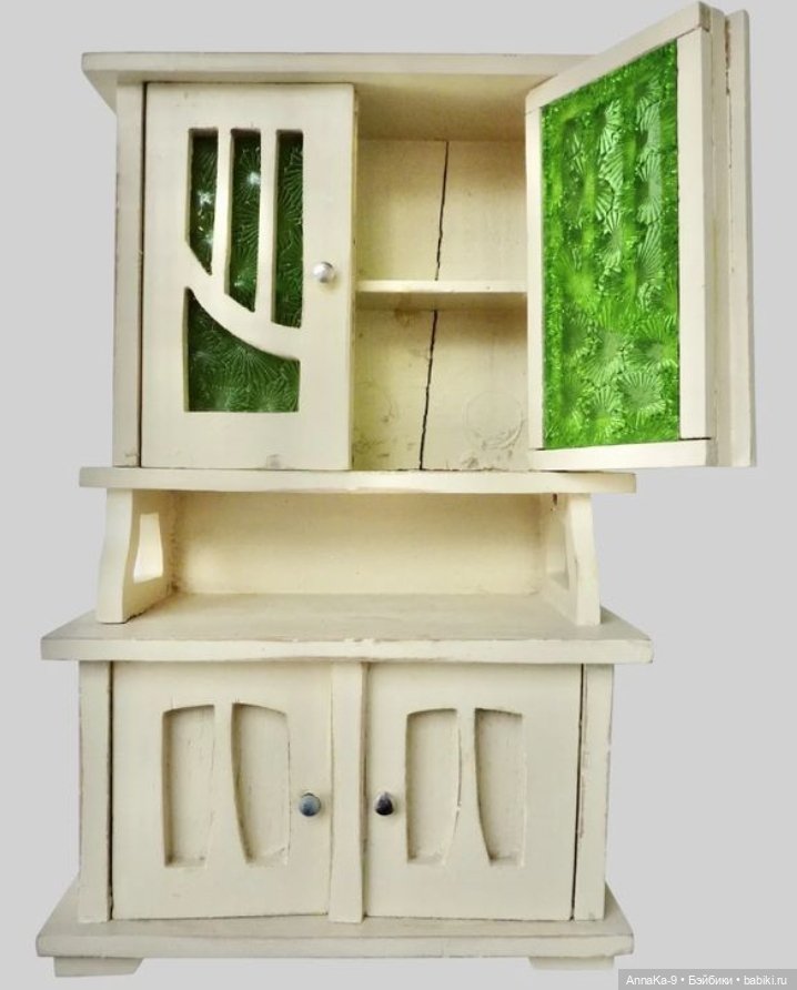 Подборка антикварных белых буфетов для кукол (фото 6)