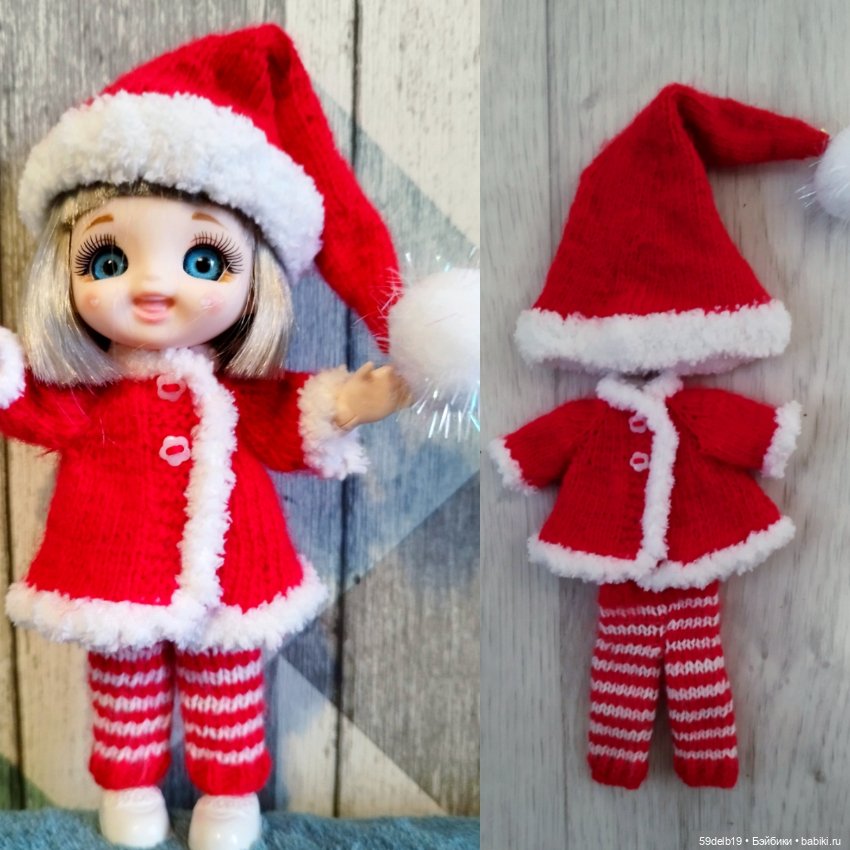 Костюмчик "САНТА" для Baboliy, Pukifee, Lati Yellow,Mead/Late, irreal doll, Realpuki 15 - 16 см