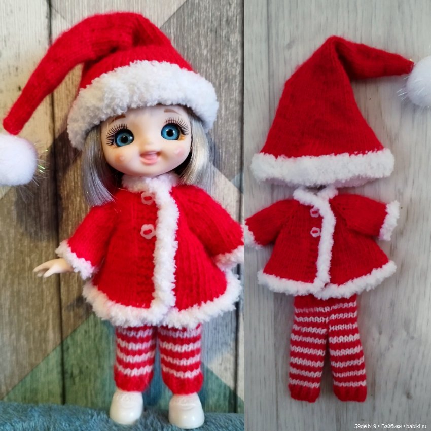 Костюмчик "САНТА" для Baboliy, Pukifee, Lati Yellow,Mead/Late, irreal doll, Realpuki 15 - 16 см