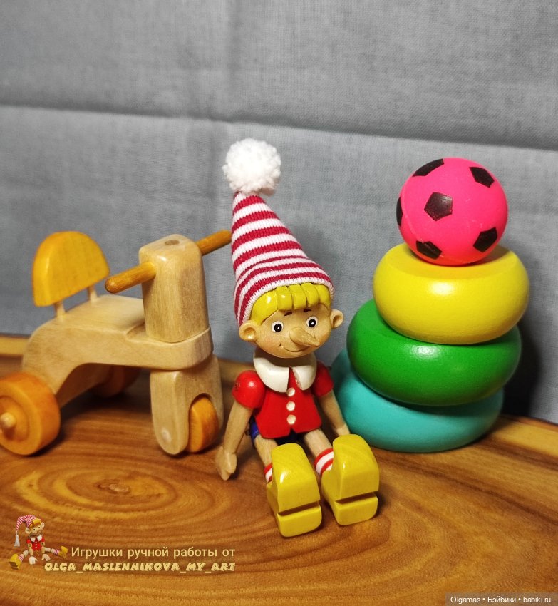 Буратинка и беговел😊 — Авторские игрушки из дерева: резьба (фото 2)
