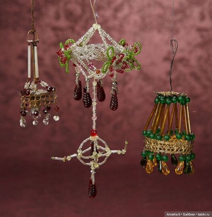 Антикварные люстры для кукольных интерьеров из стекляруса (фото 3)