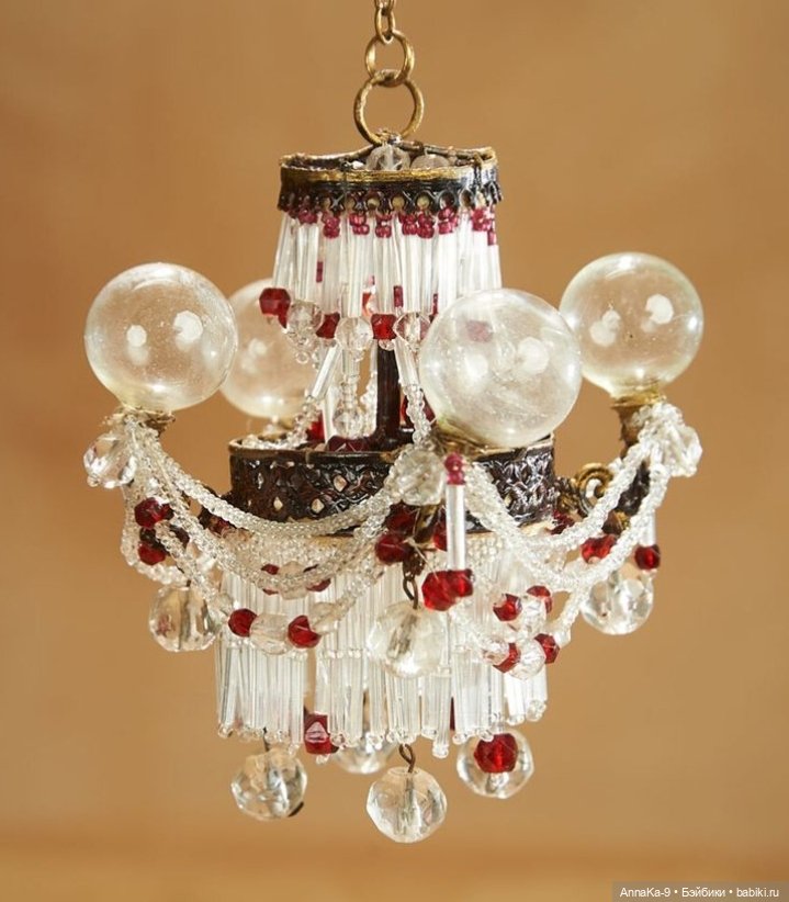 Антикварные люстры для кукольных интерьеров из стекляруса (фото 5)