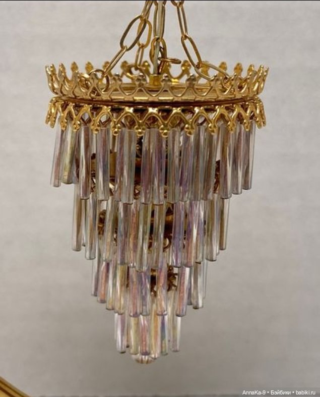 Антикварные люстры для кукольных интерьеров из стекляруса (фото 6)