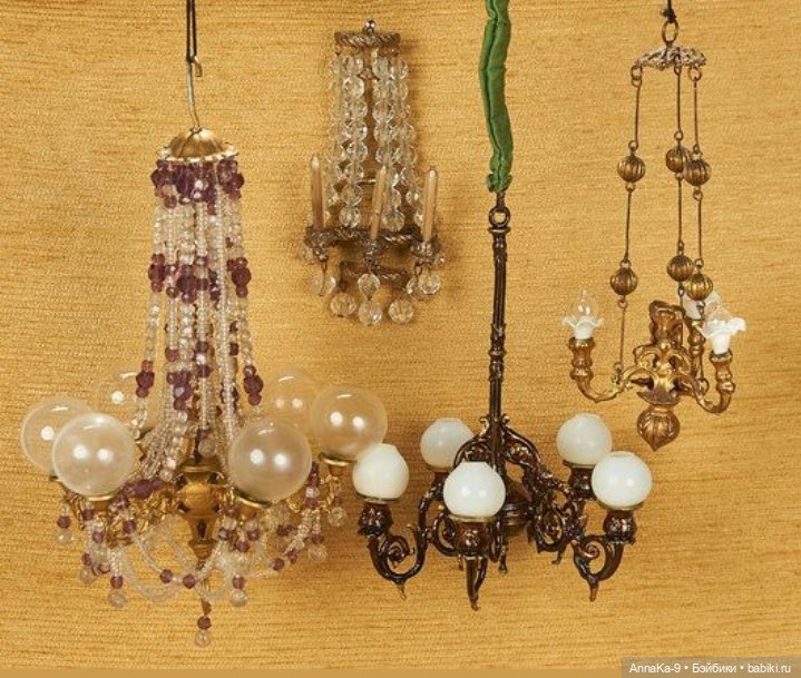 Антикварные люстры для кукольных интерьеров из стекляруса (фото 4)