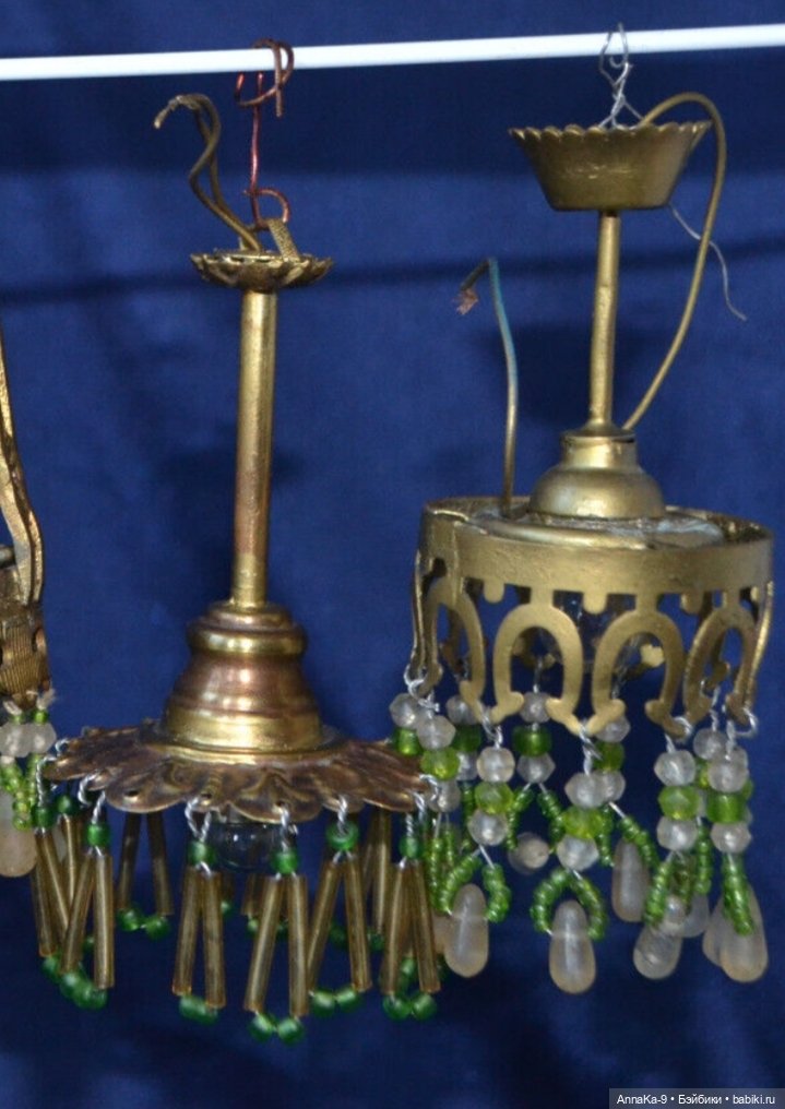 Антикварные люстры для кукольных интерьеров из стекляруса