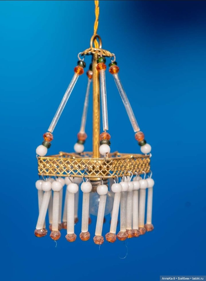 Антикварные люстры для кукольных интерьеров из стекляруса (фото 7)