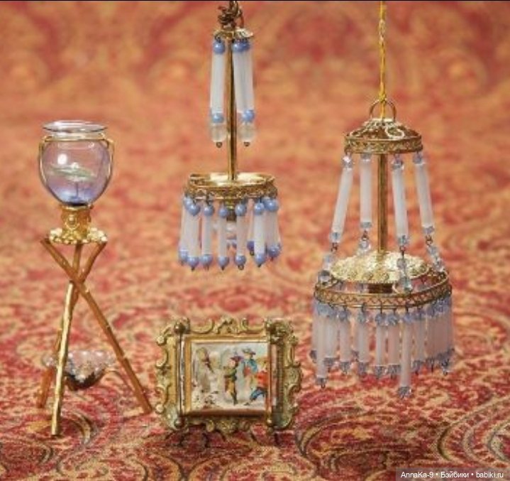 Антикварные люстры для кукольных интерьеров из стекляруса (фото 2)