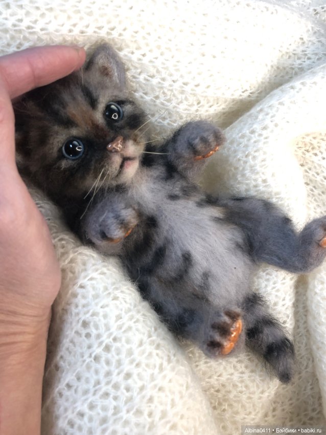 Котёнок полосатый — Валяные игрушки из шерсти: сухое валяние (фото 5)