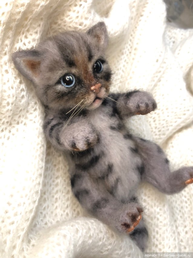 Котёнок полосатый — Валяные игрушки из шерсти: сухое валяние (фото 3)
