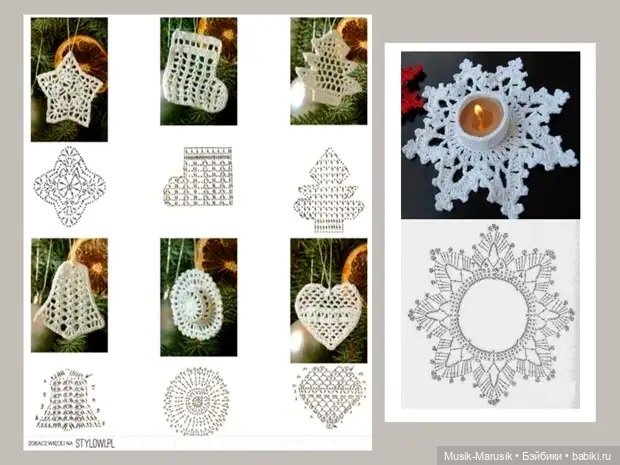 Красивые вязаные украшения для Нового года - идеи и вдохновение, схемы (фото 8)