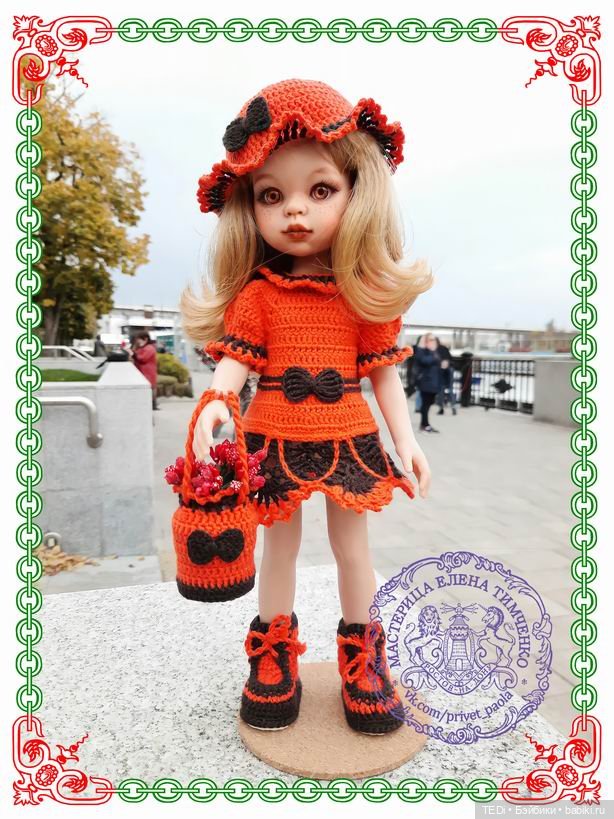 Кукла Паола Рейна с ООАК в аутфите "Оранжевое лето" (фото 7)