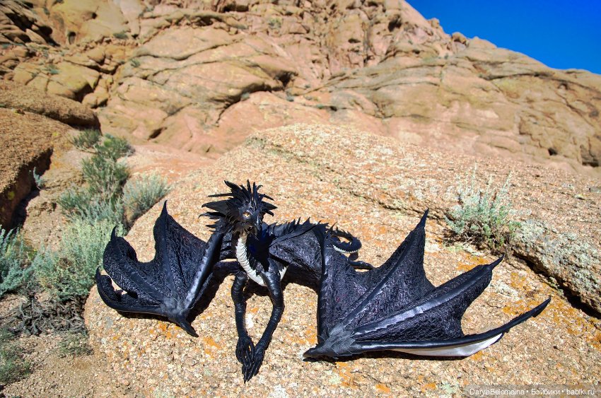 Черный дракон — Игрушки в смешанной технике (мех и глина): Арт (фото 6)