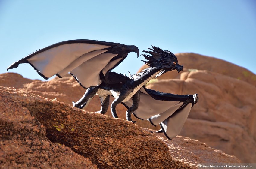 Черный дракон — Игрушки в смешанной технике (мех и глина): Арт