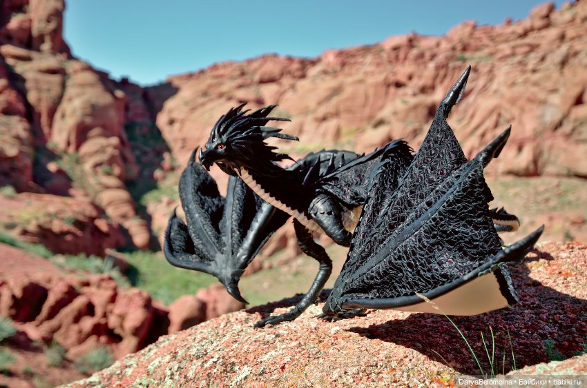 Черный дракон — Игрушки в смешанной технике (мех и глина): Арт (фото 3)