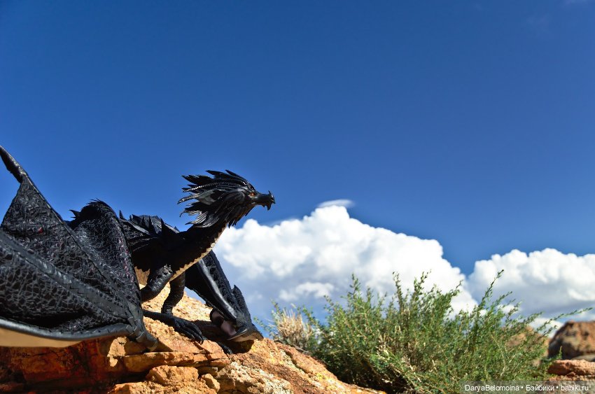 Черный дракон — Игрушки в смешанной технике (мех и глина): Арт