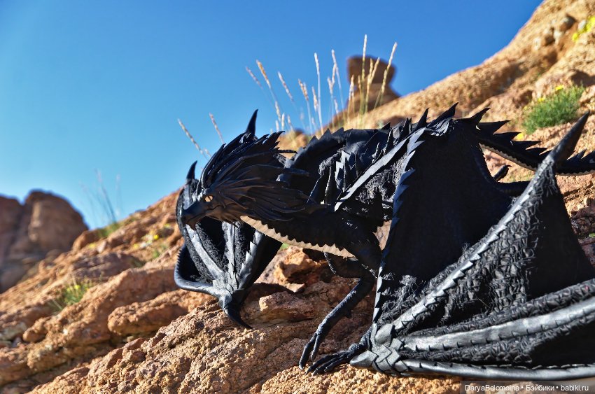 Черный дракон — Игрушки в смешанной технике (мех и глина): Арт