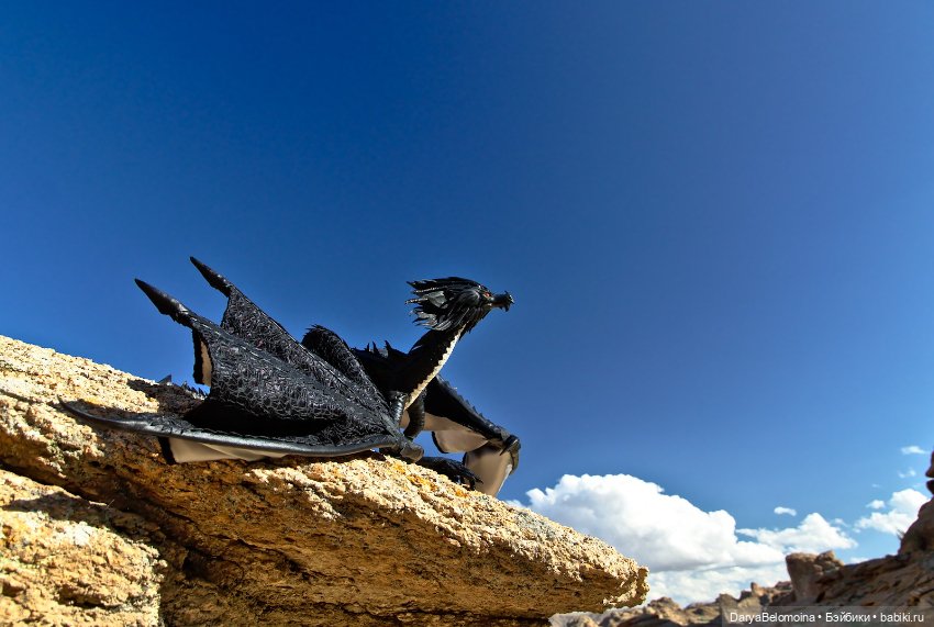 Черный дракон — Игрушки в смешанной технике (мех и глина): Арт