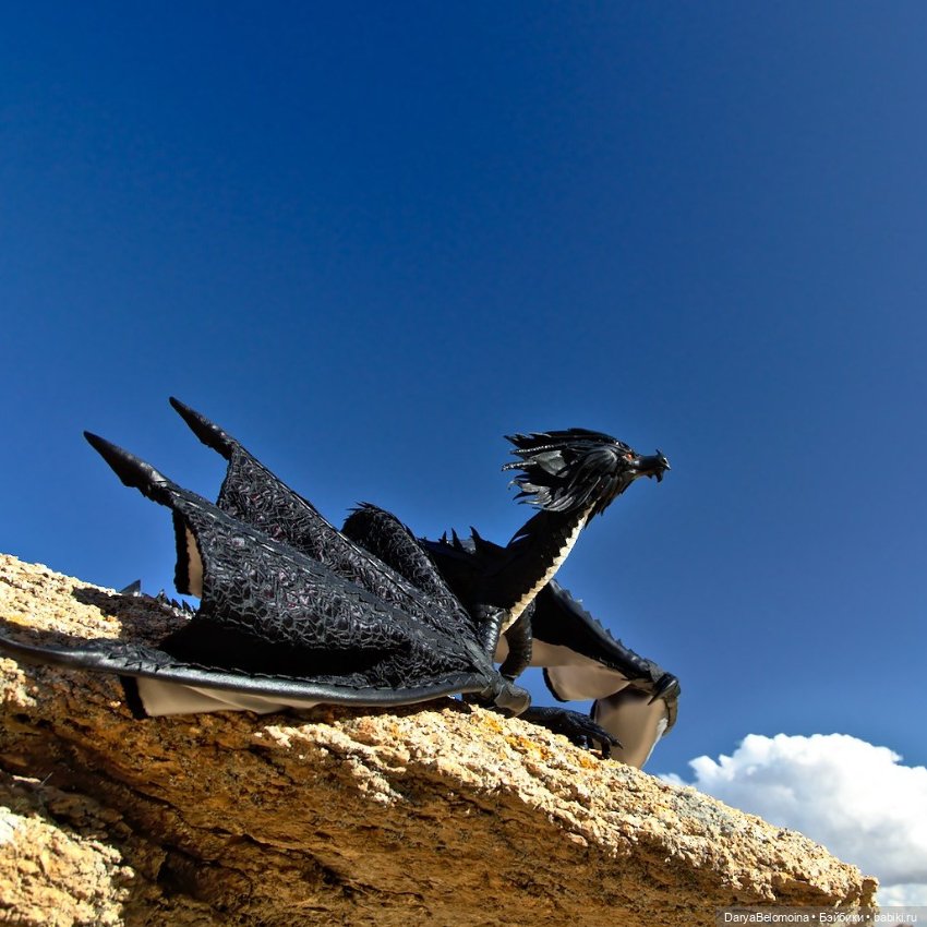 Черный дракон — Игрушки в смешанной технике (мех и глина): Арт