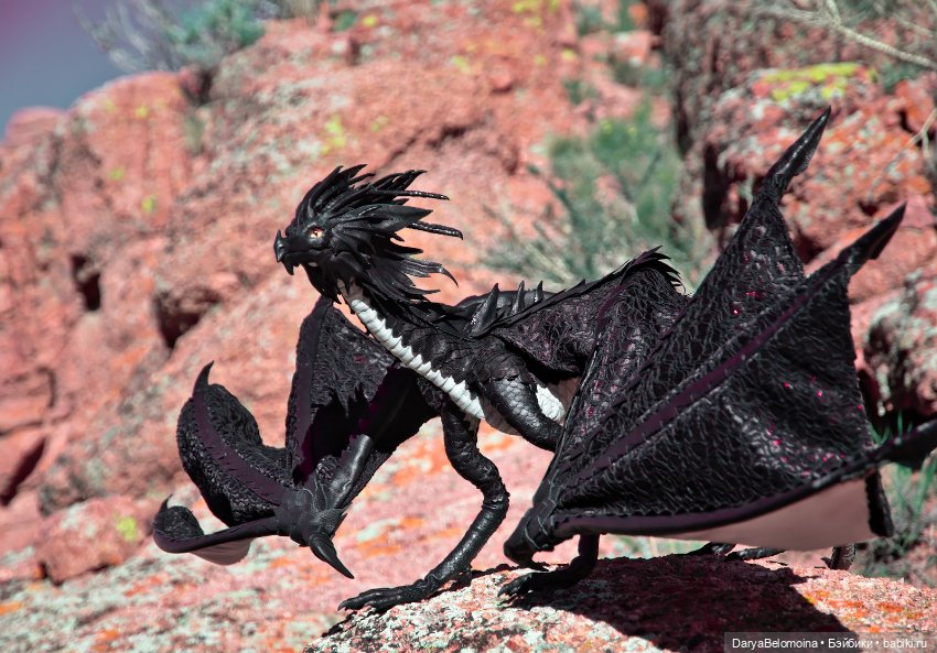 Черный дракон — Игрушки в смешанной технике (мех и глина): Арт (фото 4)