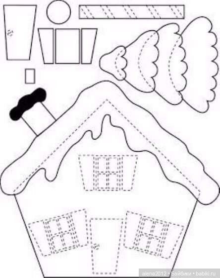 Чудесные домики на ёлку с выкройками и примерами из фетра (фото 2)