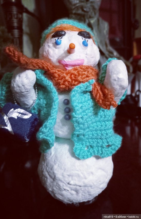 Снеговик подвижный — Ватные игрушки на елку: ретро (фото 3)