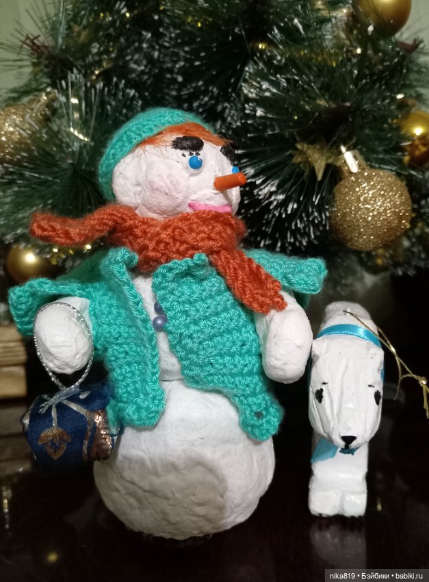 Снеговик подвижный — Ватные игрушки на елку: ретро (фото 5)