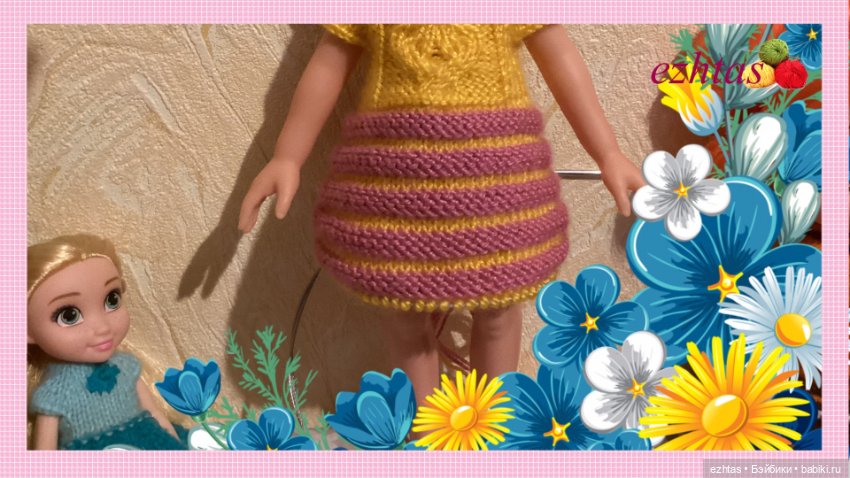 МК Вязаное платье с узором «Кленовый лист» для кукол типа Paola Reina