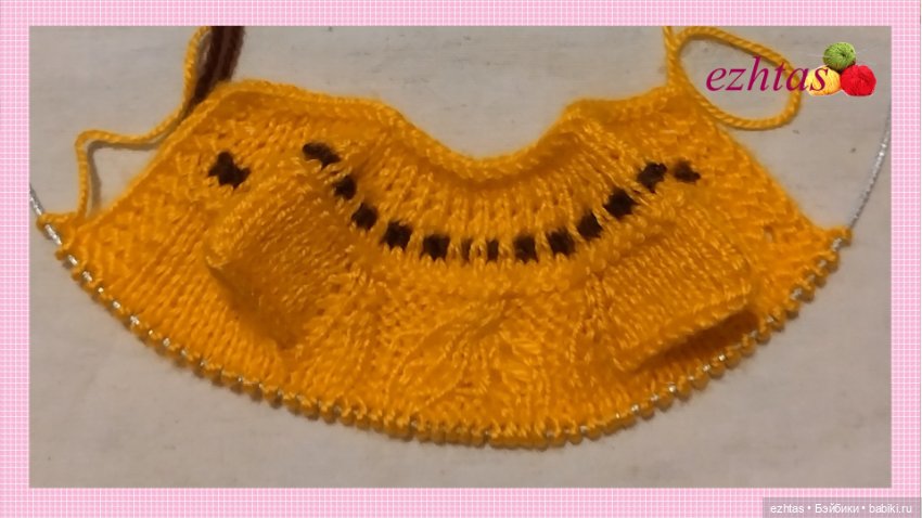 МК Вязаное платье с узором «Кленовый лист» для кукол типа Paola Reina (фото 9)