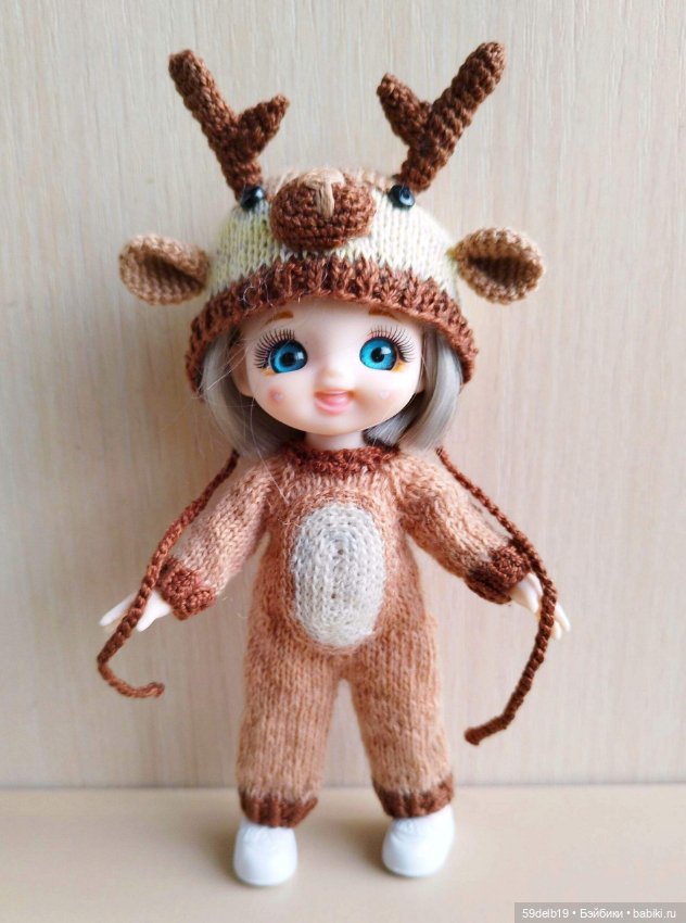 Новогодний костюм "Оленёнок" для баболей,Pukifee,Lati Yellow,Mead/Late,irreal doll ростом 15-16 см (фото 3)