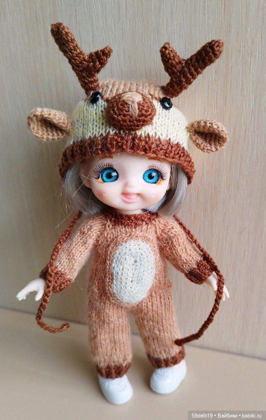 Новогодний костюм "Оленёнок" для баболей,Pukifee,Lati Yellow,Mead/Late,irreal doll ростом 15-16 см (фото 4)