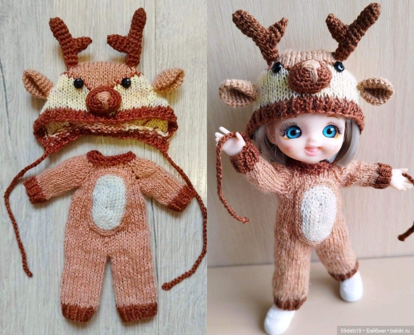 Новогодний костюм "Оленёнок" для баболей,Pukifee,Lati Yellow,Mead/Late,irreal doll ростом 15-16 см (фото 6)