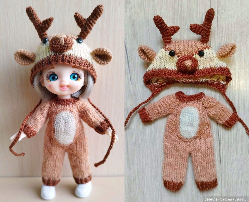 Новогодний костюм "Оленёнок" для баболей,Pukifee,Lati Yellow,Mead/Late,irreal doll ростом 15-16 см (фото 7)