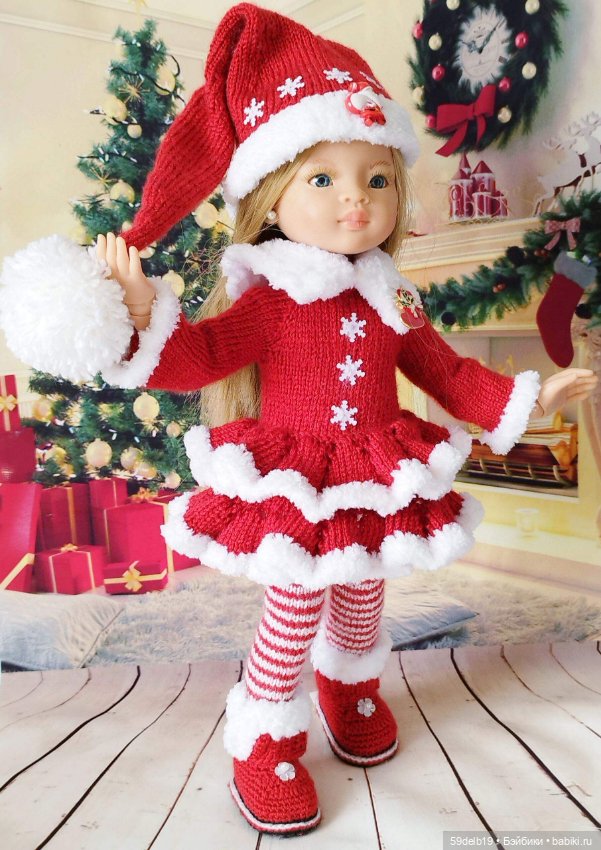 Новогодний костюм "Санта" для кукол паола рейна